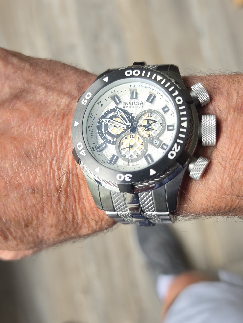Invicta Men's Silver and Black Chronograph Dive Watch